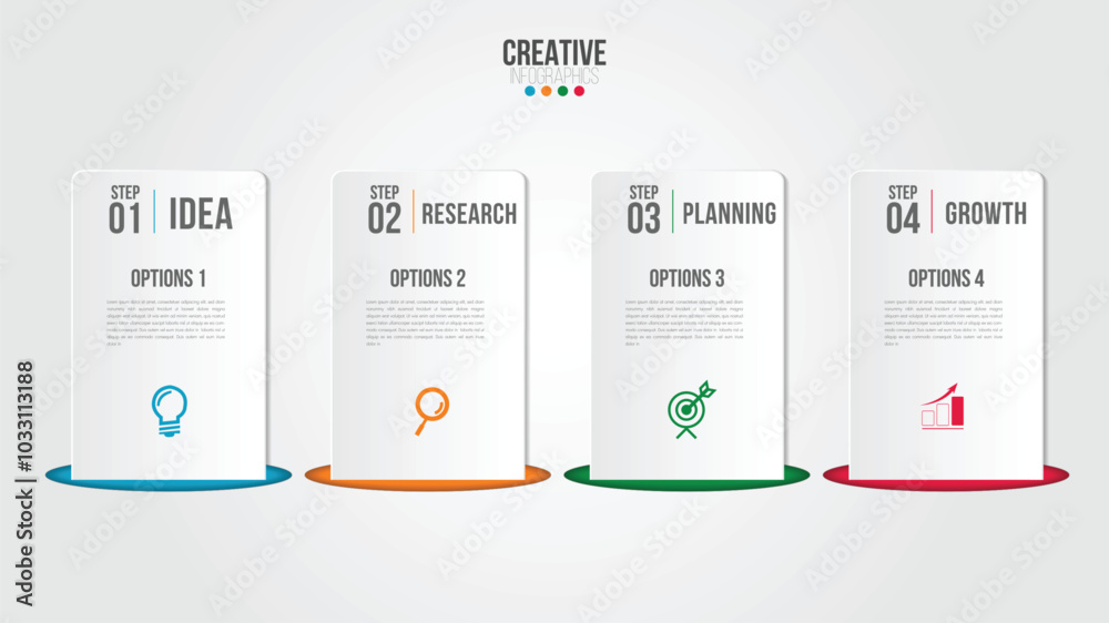 Poster infographic modern design vector template for business with 4 steps or options illustrate a strategy