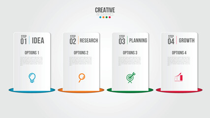 Infographic modern design vector template for business with 4 steps or options illustrate a strategy. Can be used for workflow layout, diagram, annual report, web design.