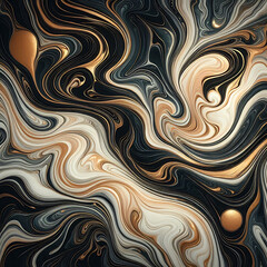 Fototapeta premium Golden Night Waves, Generative Ai