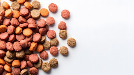 banner of dry animal pet food isolated on white background. 
