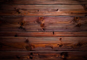 (Rustic Wood Wall): "A rustic wood wall background with different shades of brown, detailed wood grain, and slightly uneven wood planks. The floor is made of wide, weathered planks, creating an 