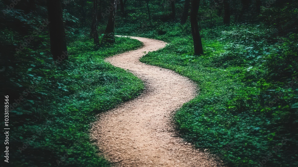 Poster Winding Path Through Lush Forest