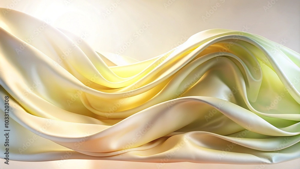 Poster a soft colorful background with a smooth, flowing fabric design in the center of the image is a soft
