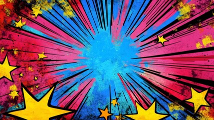 Fototapeta premium Vibrant Cosmic Explosion of Color and Stars