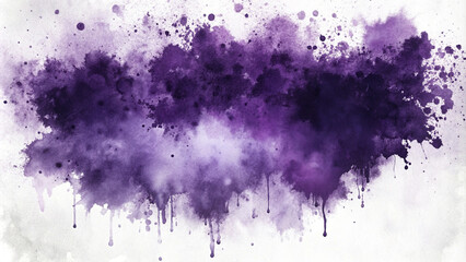 A close-up of a purple watercolor stain on a white background, copy space. abstract pink watercolor smoke isolated.