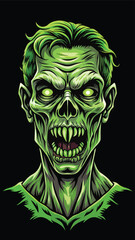 ILLUSTRATION OF A ZOMBIE WHO IS ANGRY AND HIS MOUTH IS WIDE OPEN