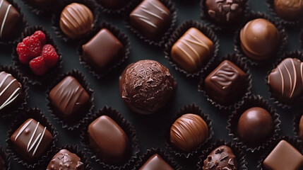 Fototapeta premium Delicious collection of artisanal chocolates celebrating National Chocolate Day