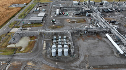 Aerial view of a Natural Gas Cryogenic processing plant in Oklahoma