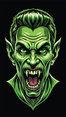 ILLUSTRATION OF A VAMPIRE WHO IS ANGRY AND HIS MOUTH IS WIDE OPEN