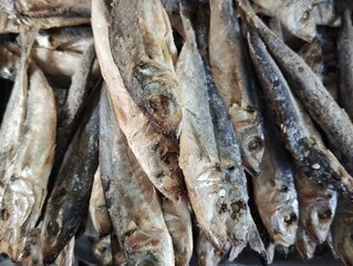 Obraz premium dried fish on the market, raw seafood 