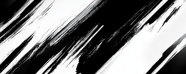 Dynamic Abstract Black and White Brush Strokes on a Diagonal Canvas With High Contrast