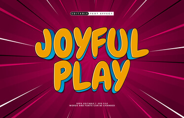 joyful play editable text effect with a kids and happy text style