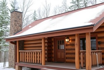 _ . Rustic Log Cabin Draw attention to the cozy charm of a log c