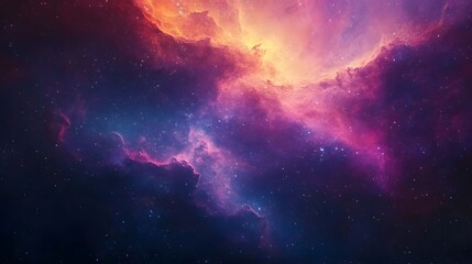 Fototapeta premium A Celestial Landscape with Vibrant Nebulae and Scattered Stars