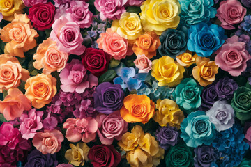 Fototapeta premium Vibrant Floral Elegance: A Stunning Background of Colorful Roses