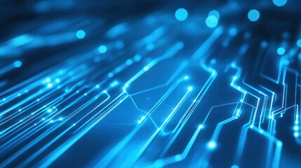 Fototapeta premium Abstract glowing blue circuit board design.