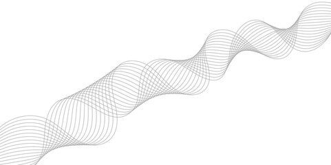 Fototapeta premium Abstract grey, white smooth element swoosh speed wave modern stream background. Wave with lines created using blend tool. Abstract frequency sound wave lines and twisted curve lines background. 