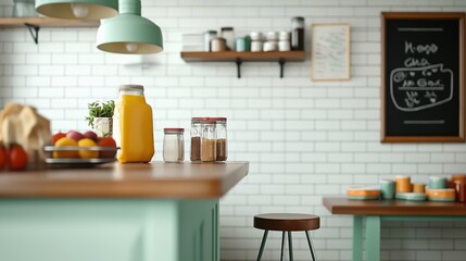 Modern Kitchen Interior with Colorful Accessories