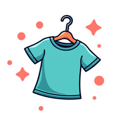 Vector teal t-shirt on hanger icon for casual wear