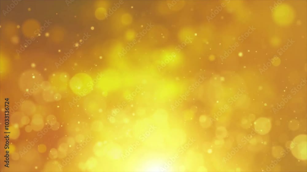 Wall mural abstract gold bokeh background with blurry lights and shining particles.