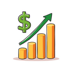 Financial growth chart with dollar sign vector illustration