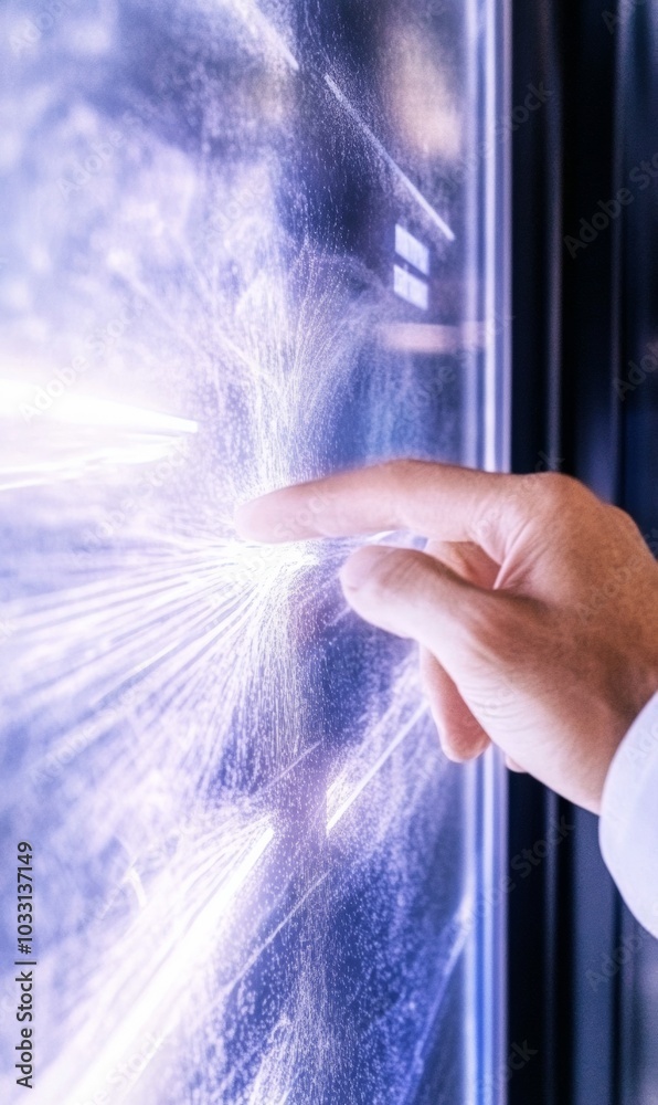 Aufkleber futuristic interaction hand engaging with modern digital touchscreen display