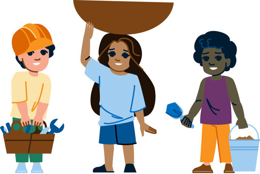 exploitation child labor stop vector. slavery work, poverty anti, worker forced exploitation child labor stop character. people flat cartoon illustration