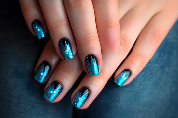 Hands with blue nail