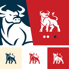 Bull design vector image on white background, vector illustration, Animal Logo, logo set