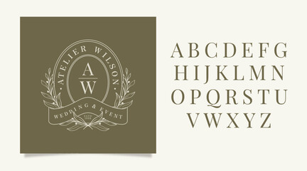 Vintage Aesthetic logo, Feminine letters logo design template - Vector