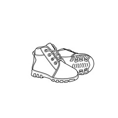Anti-slip high-top ankle sneakers. Toddler, baby, and infant pre-walker shoes. Hand-drawn illustration sneakers isolated on a white background.