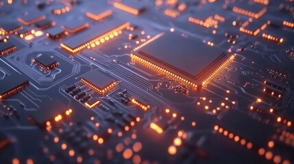 Obraz premium Glowing Circuits: A Technological Masterpiece