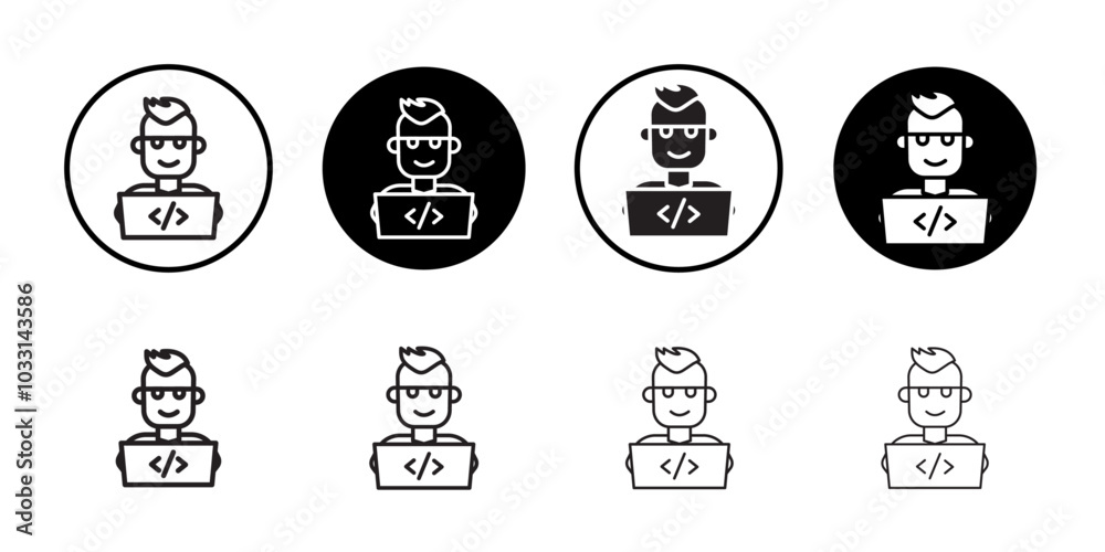 Wall mural programmer icon isolated flat vector in outline