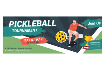 Pickleball Tournamen Poster Banner Vector Illustration