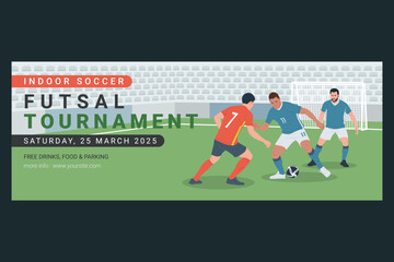 Indoor Soccer Futsal Tournament Poster Banner Vector Illustration