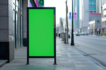 vertical blank green screen billboard mock up at a street corner