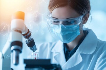 Biotechnologist Adjusting Robotic Arm in Laboratory