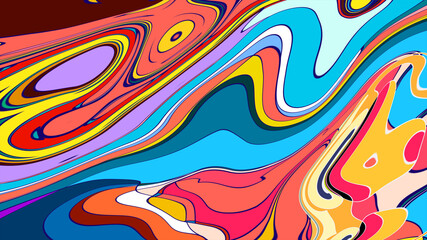 Dynamic Fluid Shapes with Vibrant Colors, Abstract Art Background for Summer Music