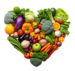 Heart-shaped arrangement of fresh vegetables