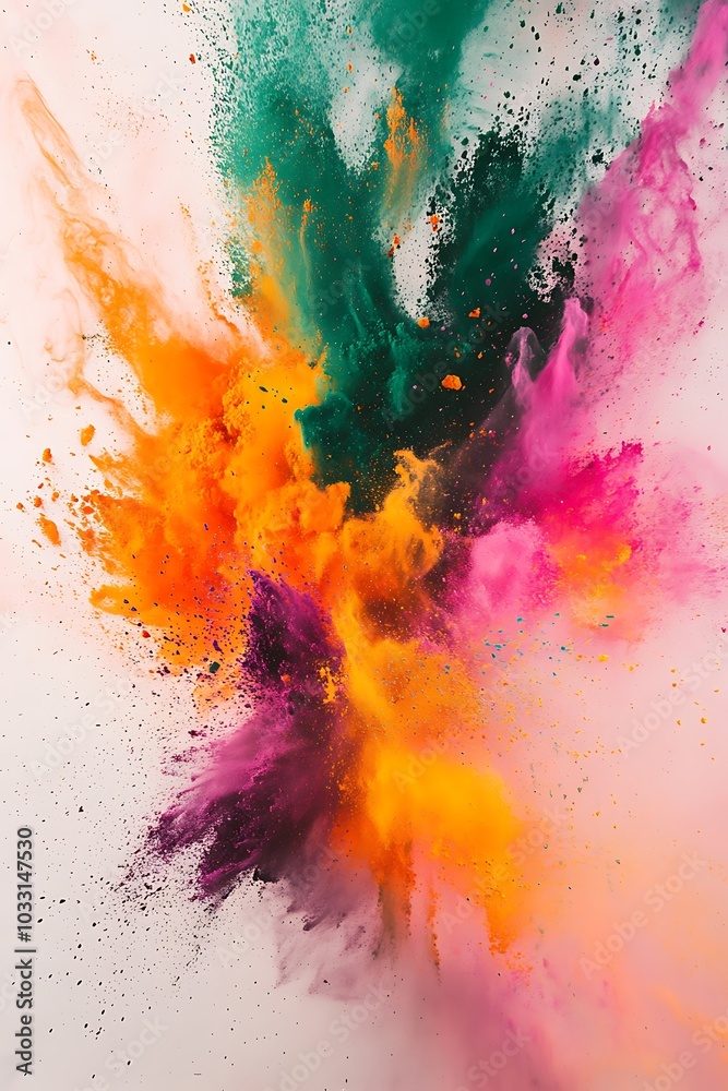 Aufkleber a vibrant explosion of colorful powders creates a dynamic abstract artwork, showcasing a blend of gr