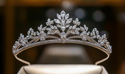 Obraz premium Diamond tiara on display stand.