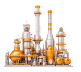 Industrial facility, white background