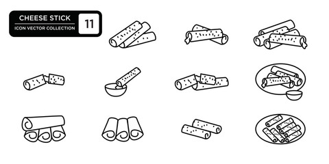 Cheese stick icon collection, editable and resizable vector icon templates.