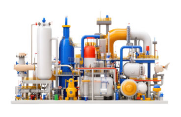 Industrial machinery, white background
