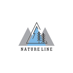 nature logo triangle line design template illustration vector