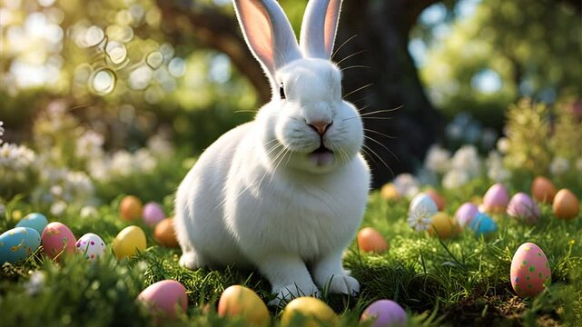 easter bunny and easter eggs
