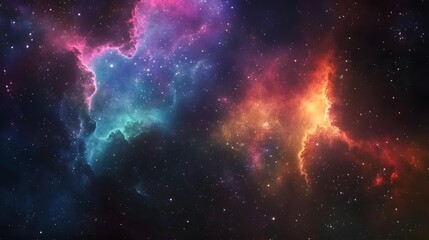 Obraz premium Cosmic Nebula with Vibrant Hues and Scattered Stars