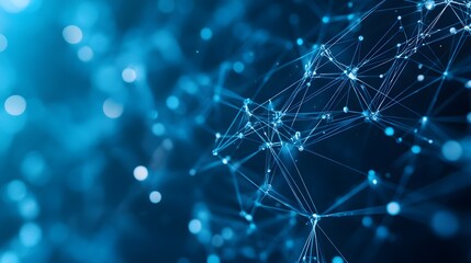 Fototapeta premium Abstract Blue Network with Glowing Nodes and Lines
