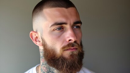 Naklejka premium buzz cut men hair closeup