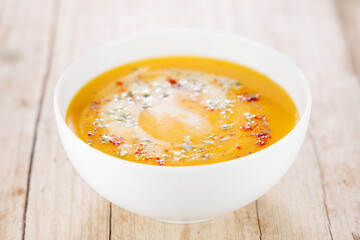 bowl of soup with cream